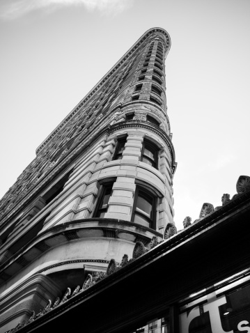 New York, New York, USA - August 14, 2013: Looking up at the Flatiron Building in Manhattan.