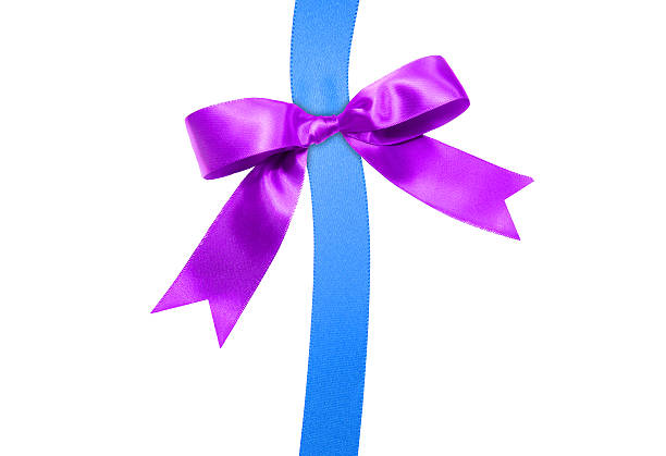istock blue ribbon with purple bow on white 458891255