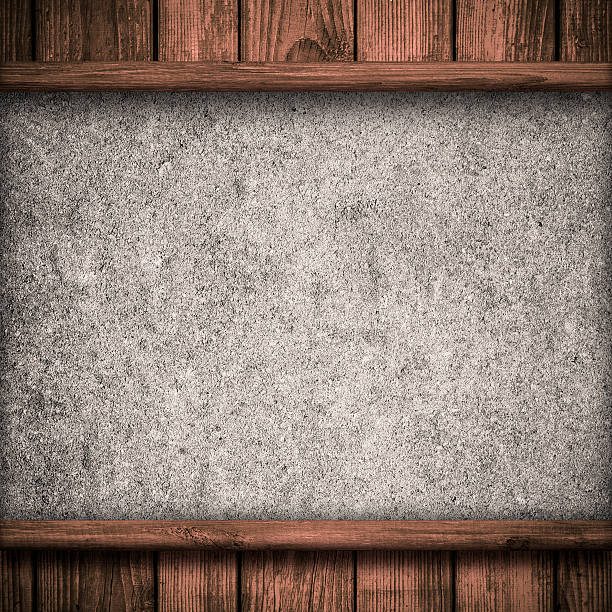 Wood wall and concrete plate background stock photo