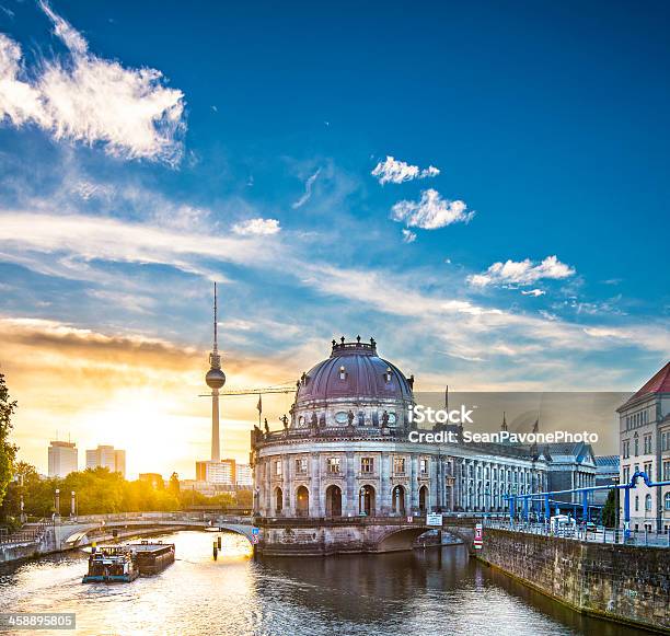 Museum Island And Television Tower In Berlin Stock Photo - Download Image Now - Berlin, Museum Island, Spree River