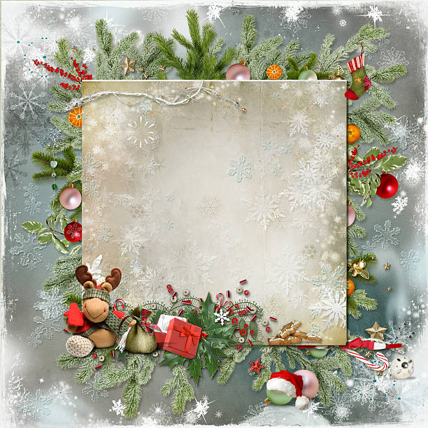 natal e ano novo cartão - ретро imagens e fotografias de stock