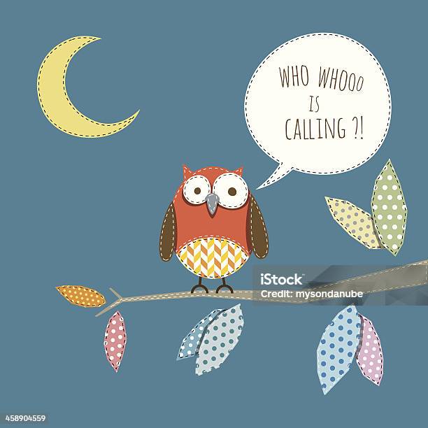 Owl On Tree Branch Illustration Stock Illustration - Download Image Now - Owl, Talking, Backgrounds