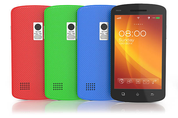 Group of modern touchscreen smartphones.