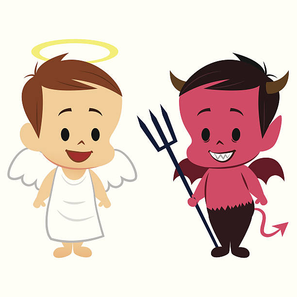 ilustrações de stock, clip art, desenhos animados e ícones de anjo e devil - devil demon hell evil