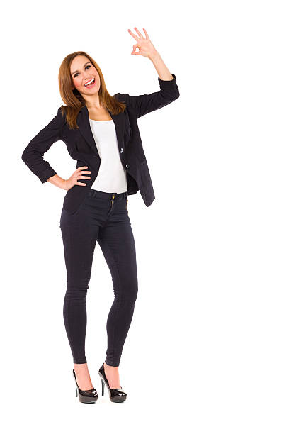 istock Young woman showing ok sign. 458905887