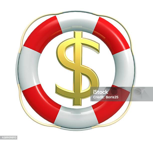 Lifebuoy With Dollar Sign Stock Photo - Download Image Now - Buoy, Currency, Currency Symbol