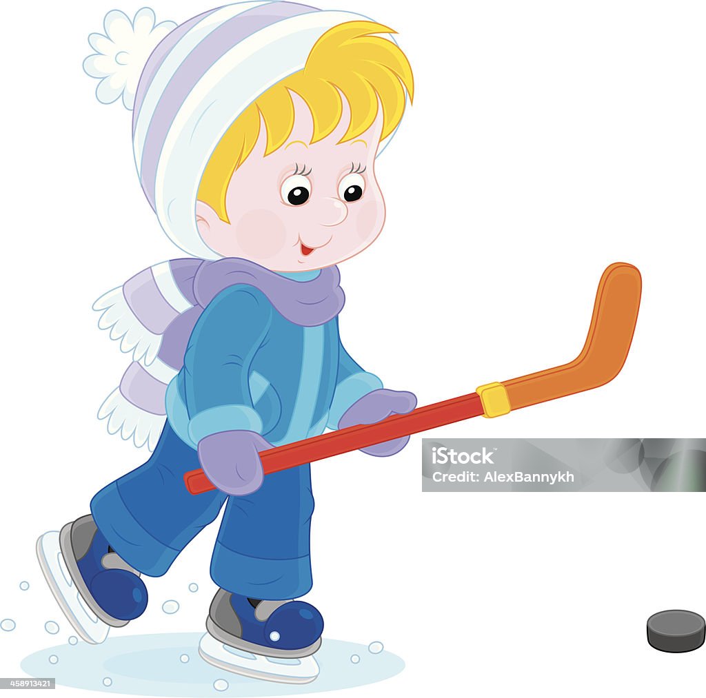 Little jugador de hockey - arte vectorial de Bebé libre de derechos