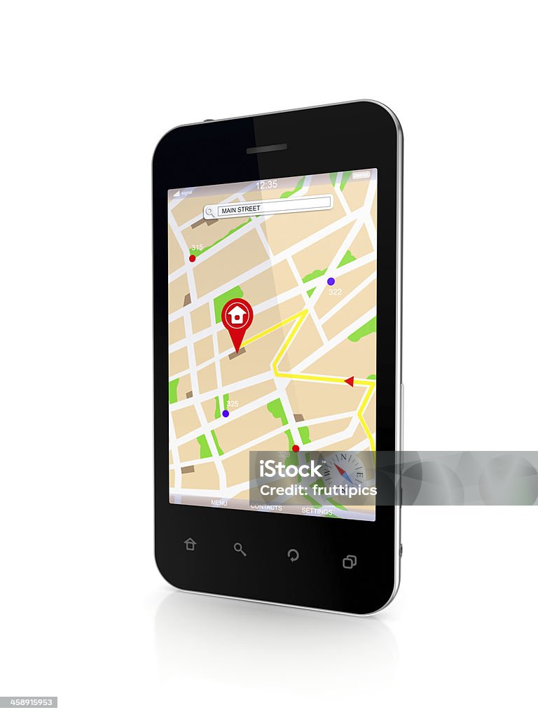 Téléphone Mobile avec GPS navigator. - Photo de Agenda libre de droits