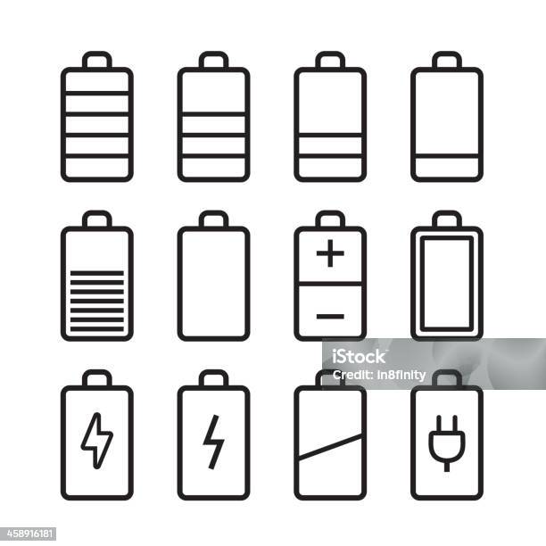 Battery Icons Set In Ios7 Style Stock Illustration - Download Image Now - Acid, Acid Rain, Alkaline