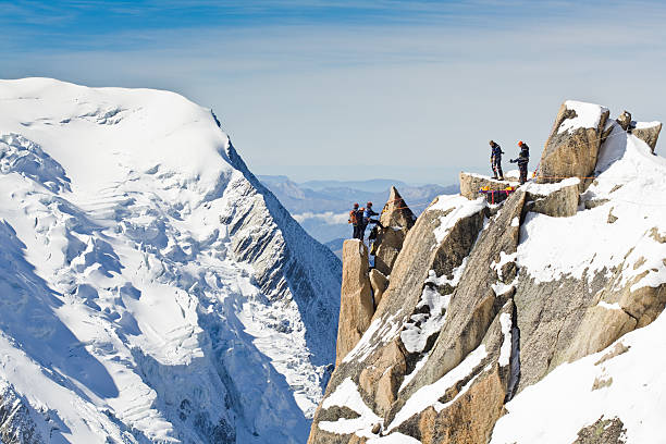 Climbers in Alps stock photo