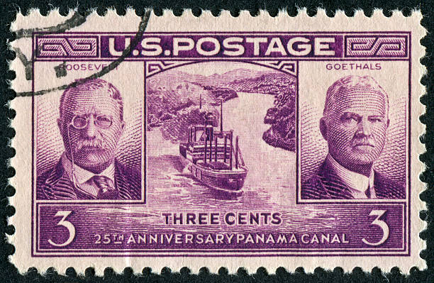 панамский канал печать - panama canal panama postage stamp canal стоковые фото и изображения