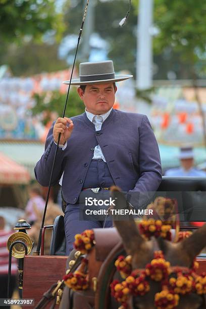 Carriage Conductor In The Seville April Fair Stock Photo - Download Image Now - Adult, Animal-Related Occupation, Carriage