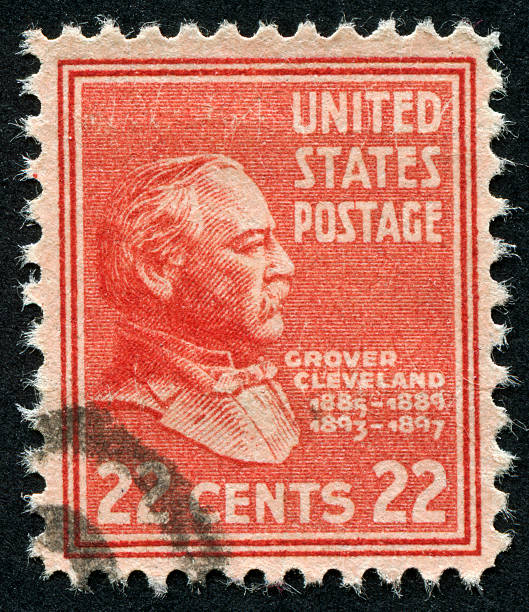 Grover Cleveland Stamp "Richmond, Virginia, USA - September 7th, 2012:  Cancelled Stamp From The United States Featuring The 22nd And 24th President Of The United States Of America, Grover Cleveland." grover cleveland stock pictures, royalty-free photos & images