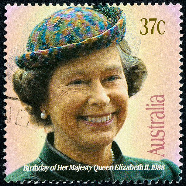 Queen Elizabeth II Stamp "Richmond, Virginia, USA - November 14th, 2012:   Cancelled Stamp From Australia Featuring Queen Elizabeth II." elizabeth ii photos stock pictures, royalty-free photos & images