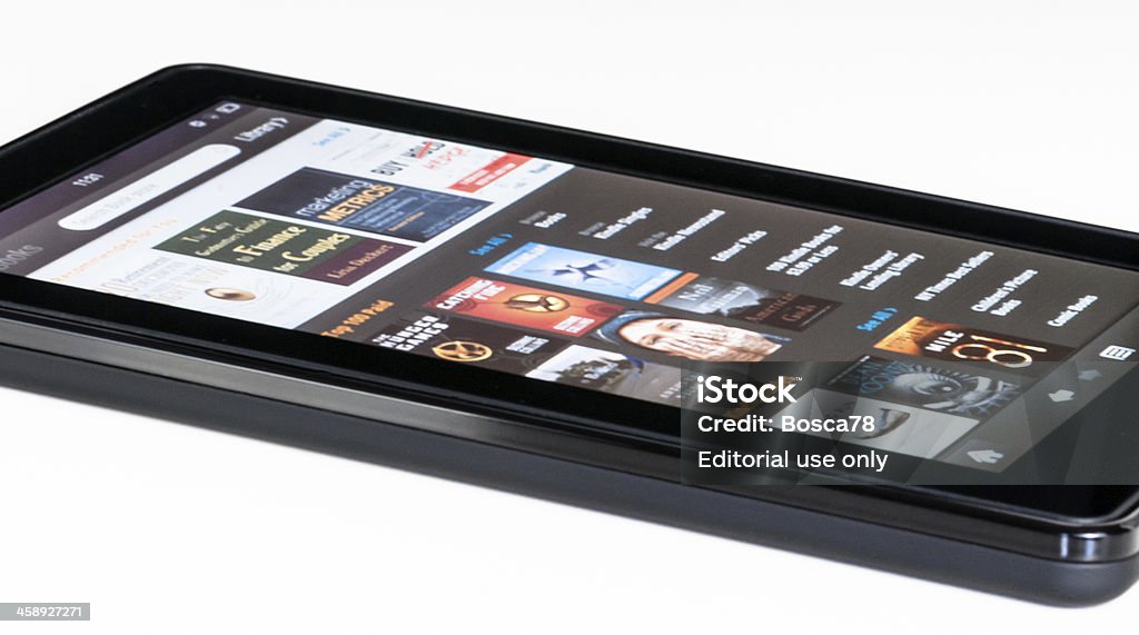 Amazon Kindle Fire tablet isolato su bianco - Foto stock royalty-free di Accessorio personale