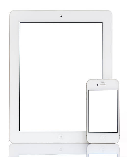 schermo bianco ipad 3 & iphone 4 - ipad iphone smart phone ipad 3 foto e immagini stock