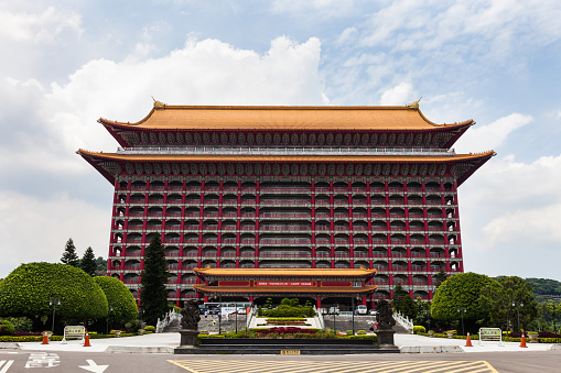 Taipei, Taiwan - June 17, 2011: View on the Grand Hotel in Taipei, Taiwan. The hotel is a landmark hotel with an ancient Chinese architecture. Nobody can be seen on the scene
