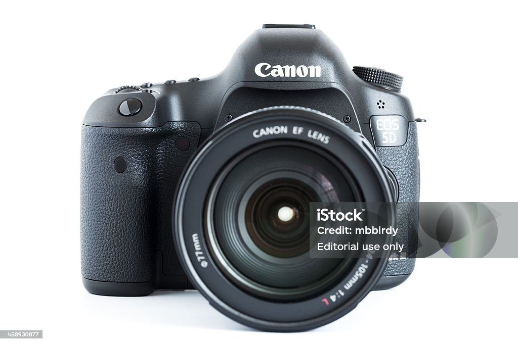 EOS 5D Mark III Canon-Digitalkamera mit Objektiv - Lizenzfrei Ausrüstung und Geräte Stock-Foto