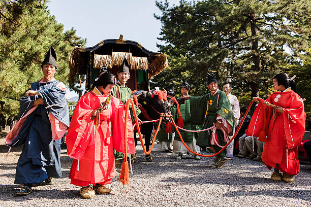 jidai matsuri festival a kyoto in giappone - ox cart foto e immagini stock