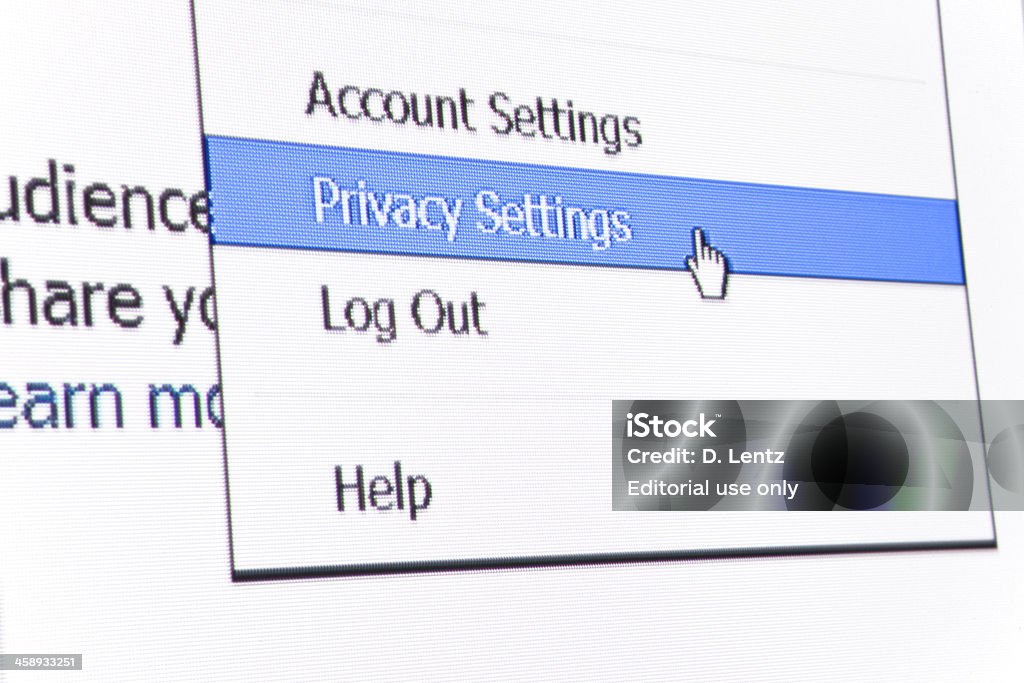 Le impostazioni sulla Privacy di Facebook - Foto stock royalty-free di Privacy