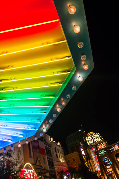 Las Vegas,  USA - September 6, 2012: Neon lights on the Las Vegas Strip. Photo taken outside of the New York New York hotel.