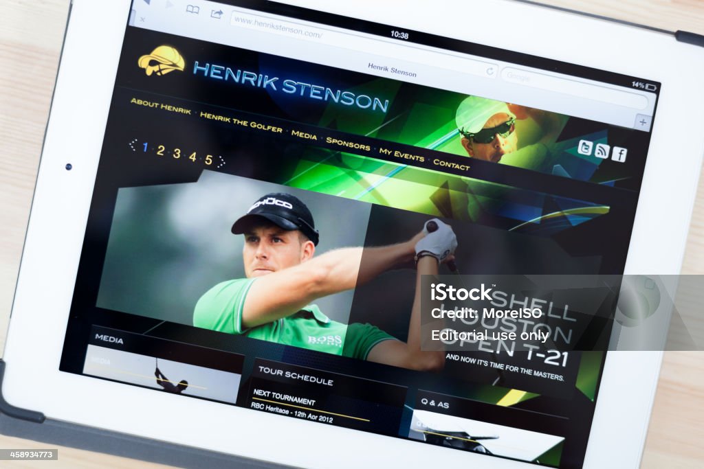 Henrik Stenson sito web su iPad - Foto stock royalty-free di Attrezzatura informatica