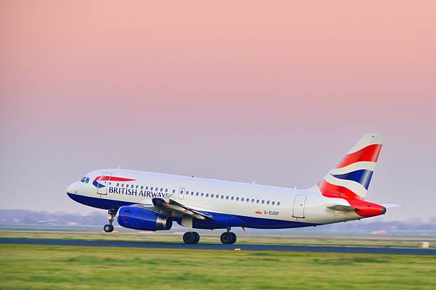 British Airways taking off stock photo