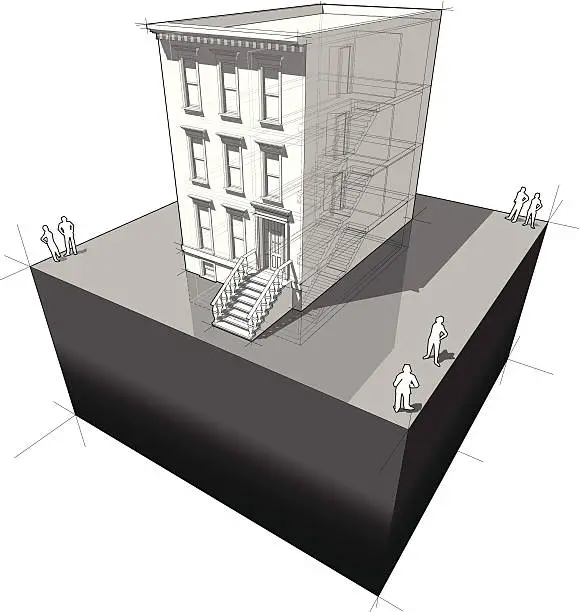 Vector illustration of townhouse diagram