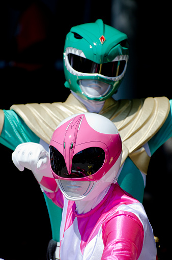 San Jose, California, USA - May 26, 2012: Cosplayers (costumed players) dressed as Power Rangers at FanimeCon 2012. FamineCon 2012 attracted about 20,000 convention goers to the four day event at the San Jose Convention Center over Memorial Day weekend.