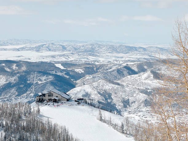 Steamboat ski resort, top of the Gondola "Steamboat Springs, USA- March 4, 2012: Distant view from far above the top of the gondola at Steamboat, Colorado ski resort." steamboat springs photos stock pictures, royalty-free photos & images