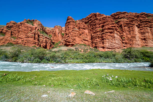 istock Rapid river and strange red rock formations 458938027
