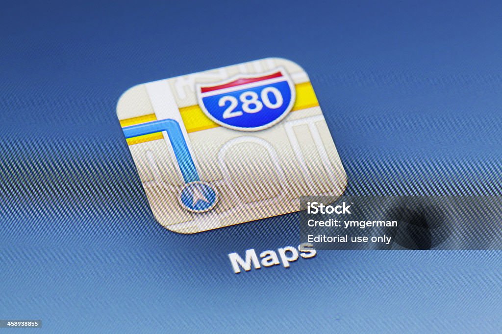 Close-up of 표시맵 새로운 ipad 앱 - 로열티 프리 0명 스톡 사진