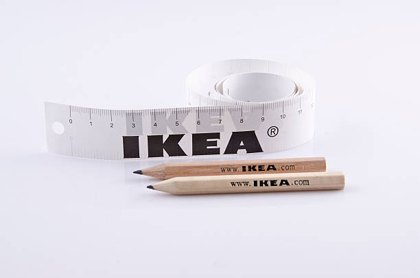 Pencil and Ruler of IKEA isolated on white stock photo