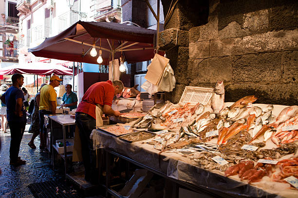 Fish Market in Catania, Sicily, Italy stock photo