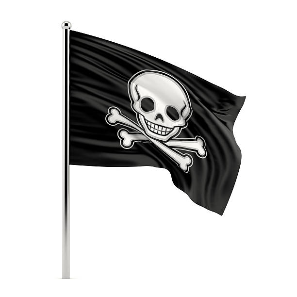 istock Flag of a pirate skull and crossbones 458942361
