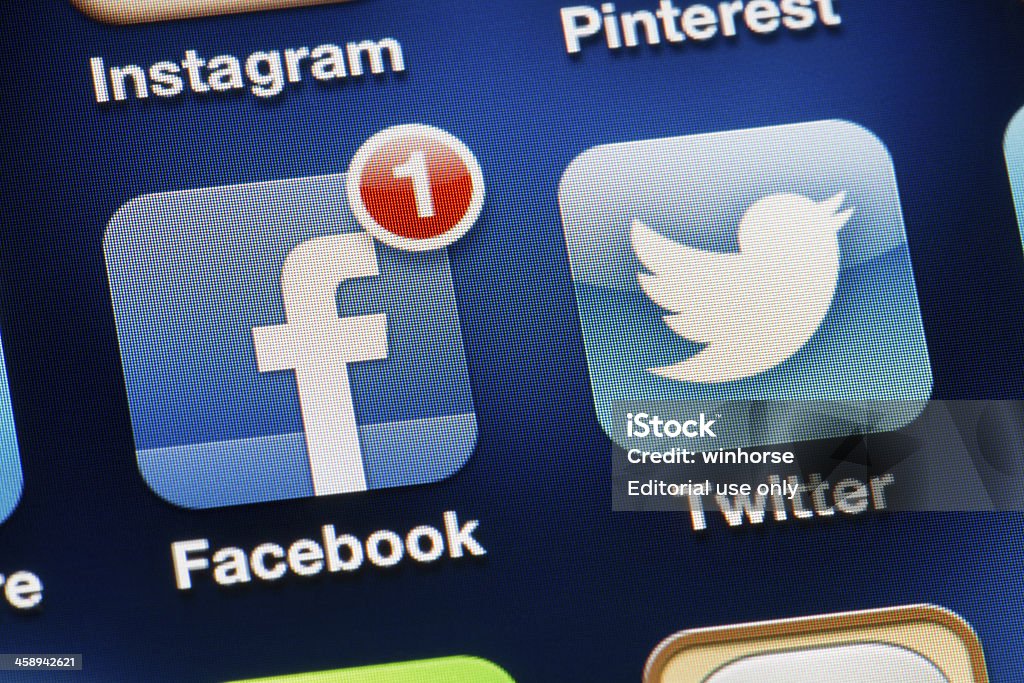 Social-Media-Apps-Facebook und Twitter - Lizenzfrei Apple Computer Stock-Foto