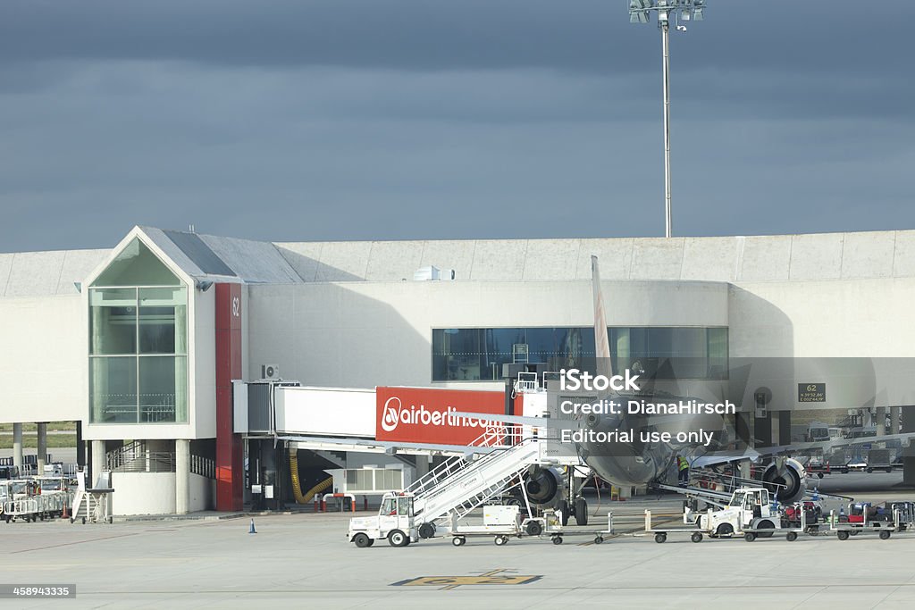 Niki Airplaine arrives at Mallorca "Palma of Majorca, Spain -  April 22, 2012:Niki Airplane in Palma de Mallorca being in parking position to take cargo and passengers." Airport Stock Photo