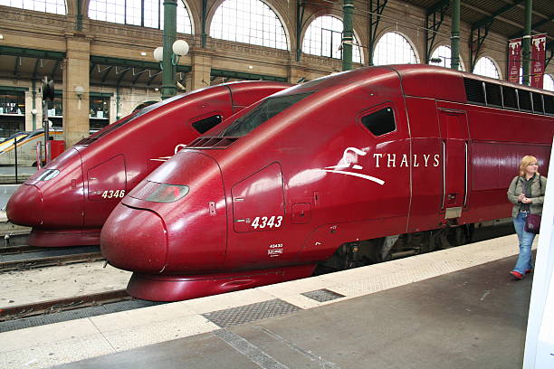 Thalys trainsets at Gare du Nord stock photo