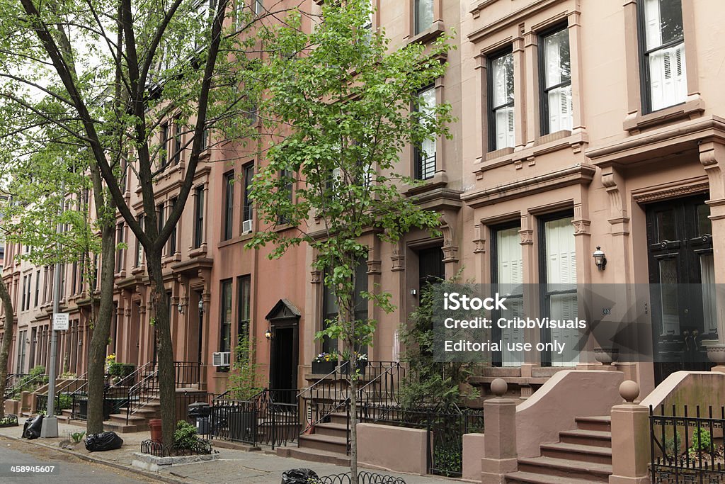 Brooklyn, Nowy Jork, rezydencje i Brownstone historycznych budynków - Zbiór zdjęć royalty-free (Brunatny piaskowiec)