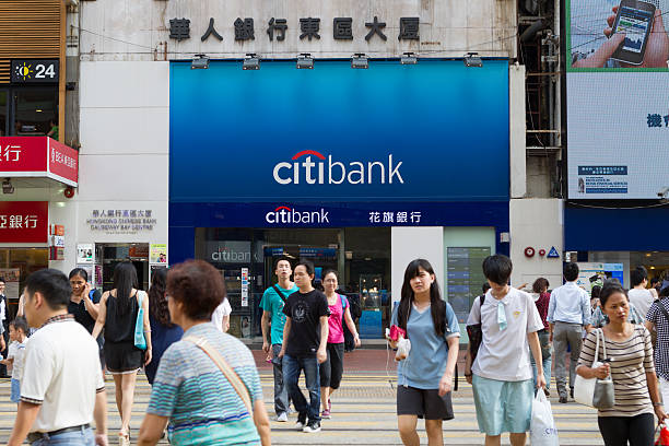 citibank ブランチで香港 - named financial services company ストックフォトと画像