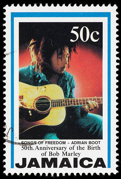 jamaica canciones de libertad de bob marley sello postal - bob marley fotografías e imágenes de stock