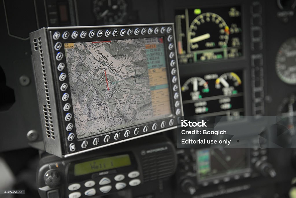 Hubschrauber Navigation in der Berner Alpen der Schweiz - Lizenzfrei Cockpit Stock-Foto