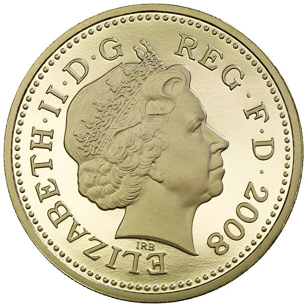 obverse della british moneta da 1 sterlina - gold pound symbol british currency currency foto e immagini stock