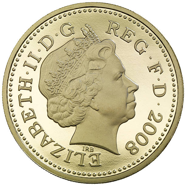 Obverse of the British One Pound coin stock photo