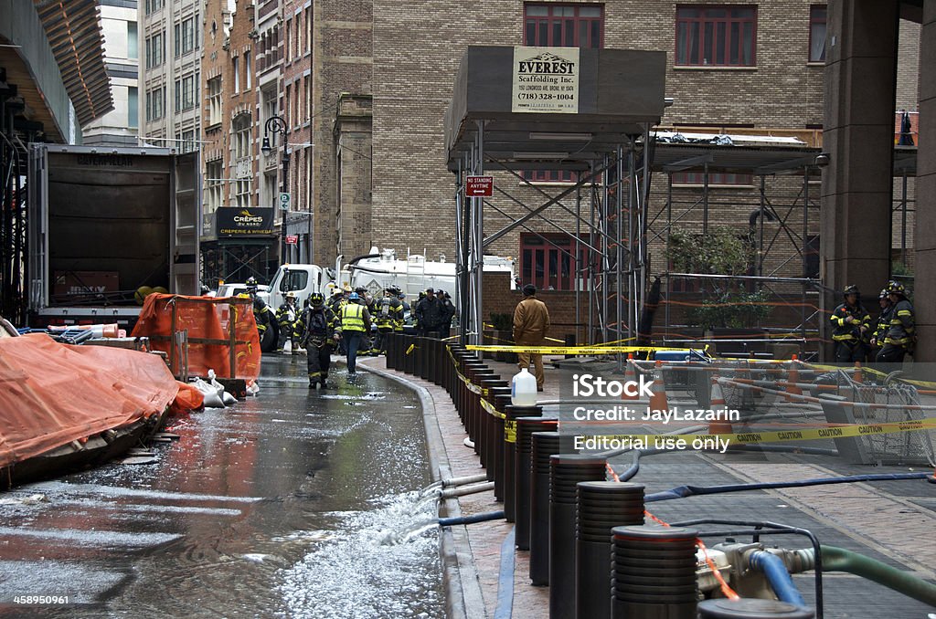 Ouragan Sandy Inondation l'enlèvement, le quartier des finances de Manhattan, à New York - Photo de Accident et désastre libre de droits