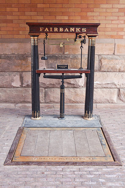 Deadwood, South Dakota, United States - March 9, 2012. Vintage Fairbanks No.5 platform scale, circa 1860's. Fairbanks has been making since 1830.