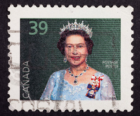 Istanbul, Turkey - December 17, 2011 : Close-up postage stamp on black background. Canada postage stamp with Queen elizabeth II