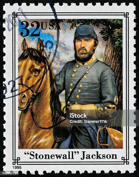 Selo De Stonewall Jackson - Fotografias de stock e mais imagens de Guerra Civil - Guerra Civil, Guerra Civil Americana, Selo Postal