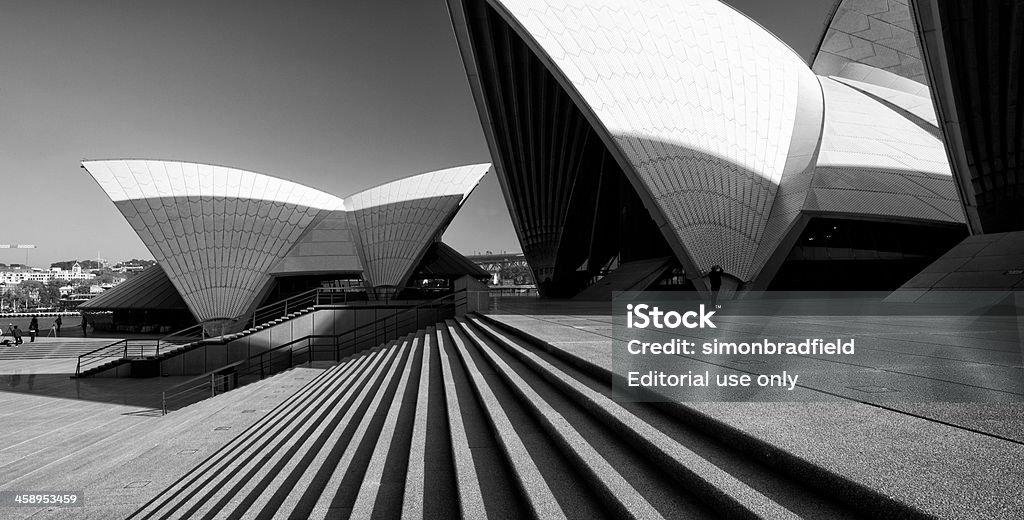 Sydney Opera House, em preto & branco - Foto de stock de Preto e branco royalty-free