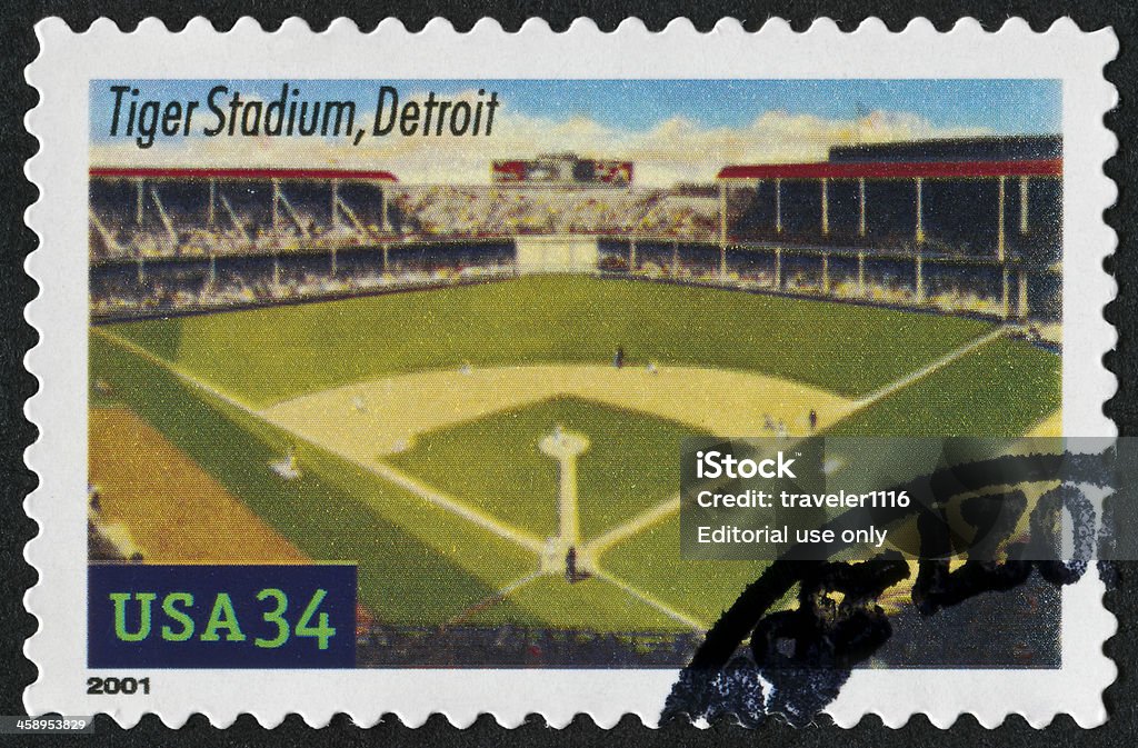 Tiger Stadium, Detroit Stamp - Foto stock royalty-free di Stile retrò